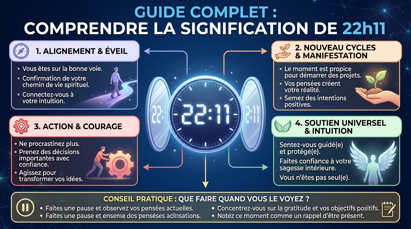 Comprendre la signification de 22h11 : un guide complet 1 Comment interpréter 22h11 dans votre vie personnelle